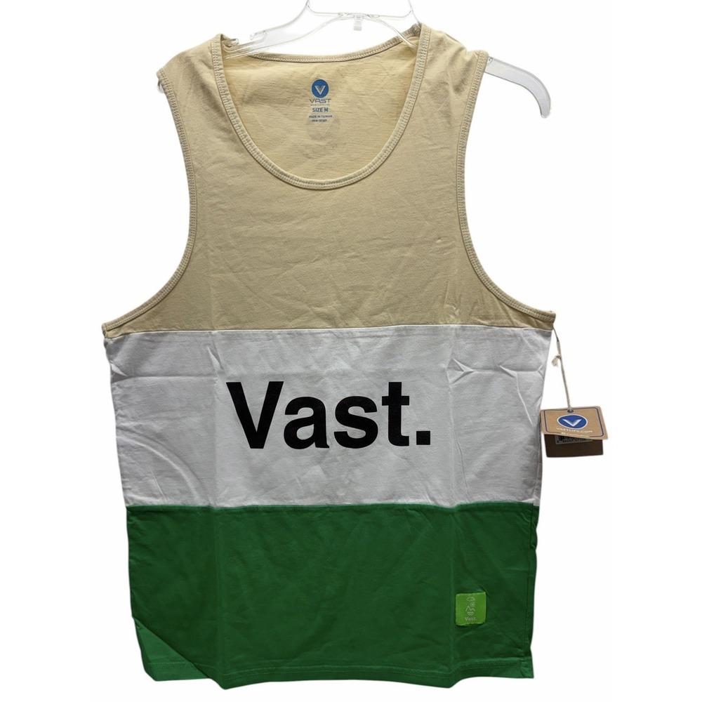 Vast Tank Top Womens Medium Colorblock Tan White Green Crop Athletic NWT